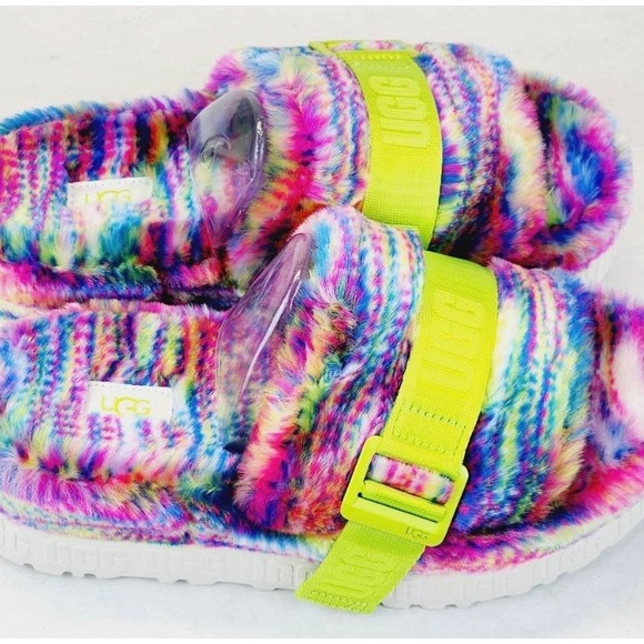 Womens UGG Fluffita Pixelate Sandals Slide Shoes SZ 7 - Picture 5 of 8